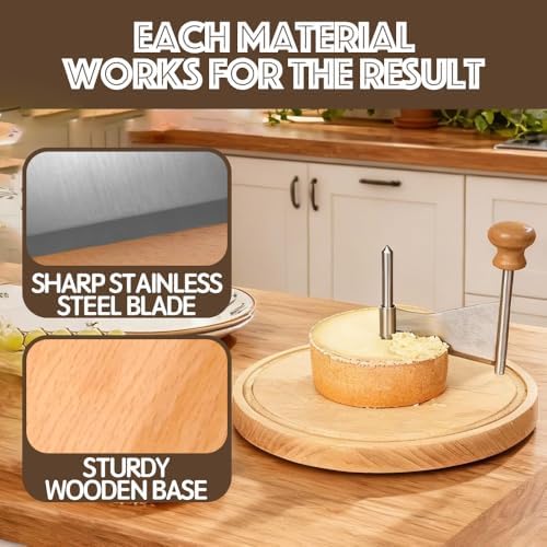 Cheese Curler Flower Maker Wheel Slicer, Stainless Steel Cheese Curler Wheel for i.a. Tete de Moine, Girolle & Chocolate, Wood Base, Suitable for Restaurants, Cafes, and Dessert Shops, Home