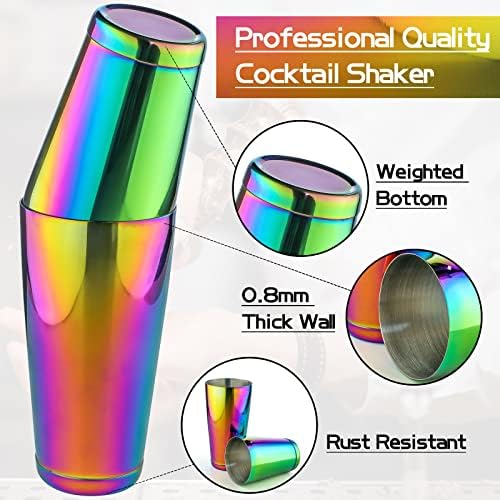Stainless Steel Cocktail Shaker - 2 Piece 18oz & 28oz Boston Cocktail Shaker Bar Shaker Set Martini Shaker Set Bartender Shakers for Bartending - Dazzling