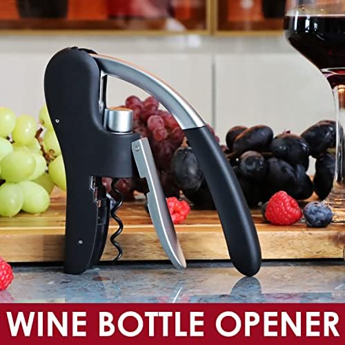 KEISSCO Wine Bottle Opener Manual Vertical Lever Corkscrew with Foil Cutter and Extra Spiral