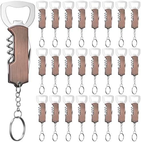 Ziliny 24 Pcs Wine Bottle Opener Keychains Bulk Corkscrew, Red Bronze Color