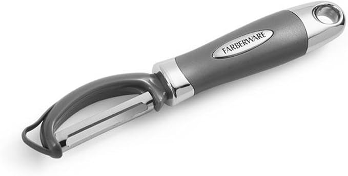 Farberware Professional Euro Vegetable Peeler with Ergonomic Handle, Razor-Sharp Stainless Steel Swivel Blade for Fruits and Vegetables, Dishwasher Safe, Jewel Grey