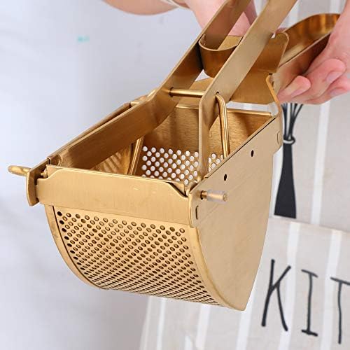 Potato Ricer Masher Stainless Steel Masher Food Strainer Press for Lemon Vegetables Fruit Pumpkin (Gold)
