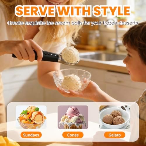 Heated Ice Cream Scoop, Rechargeable Electric Scoop with 3 Temp Levels