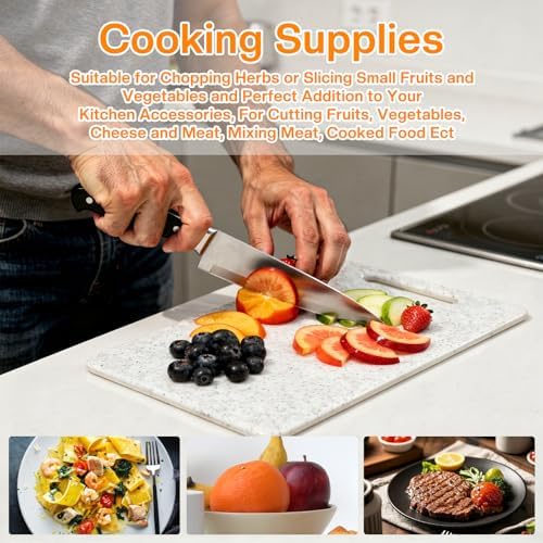 10 Pcs Small Plastic Cutting Boards for Kitchen, Mini Cutting Boards for Kitchen Set, Dishwasher Safe Granite Color White Square Prep Board for Fruits Vegetables Meat (6" x 10")
