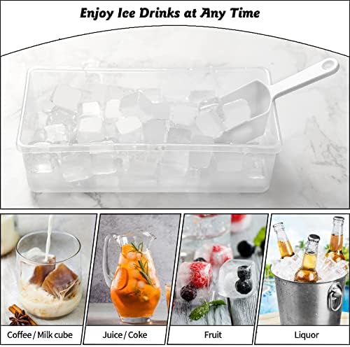 Silicone Ice Cube Tray with Leak-Proof Lid & Storage Bin for Freezer – BPA-Free 36-Piece Nugget Ice Molds, Spill-Resistant Cover & Ice Scoop Container Cover