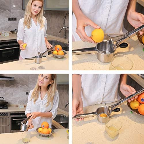 Potato Ricer Set with 3 Ricing Discs Premium Stainless Steel Fruit and Vegetable Masher for All Types of Potatoes Lump Free Potatoes, Easy to Use and Clean