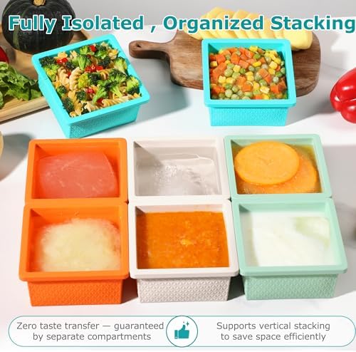 Silicone Freezer Molds for Soup Cubes - 2-Cup Freezer Storage Container Tray with Lid, 8 Pack Stackable Ice Cube Trays for Portion Control,Food Storage & Meal Prep,Oven & Dishwasher Safe