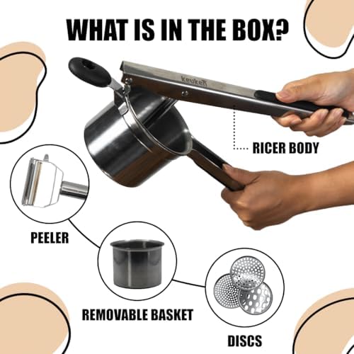 Potato Ricer 15 oz - Potato Ricer Stainless Steel & Ricer for Mashed Potatoes Kitchen Tool - Potato Masher Stainless Steel - Masher Kitchen Tool