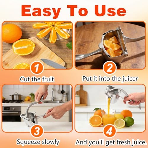 Fresh Fruit Juice Extractor,2026 Upgraded Aluminum Alloy Fresh Fruit Juice Extractor, Hand Press Juicer with Ergonomic Grip,Lemon Juicers,Easy to Clean Efficient Extraction of Citrus