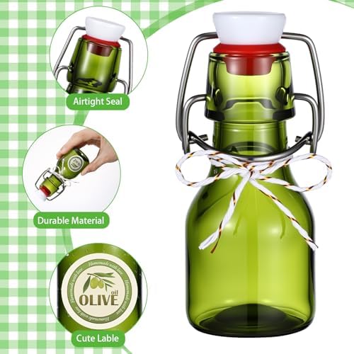 Queekay 20 Pack Mini Swing Top Glass Bottles with Labels