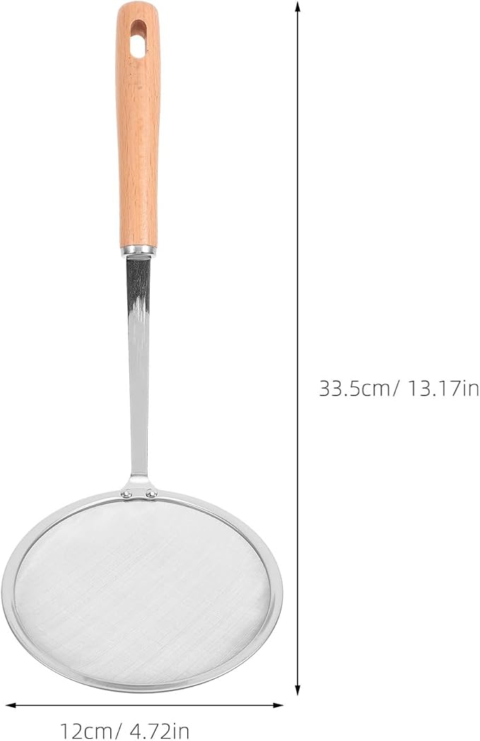PRETYZOOM Stainless Steel Skimmer Spoon Colander Ladle Strainer Handle Oil Filtration Nut Milk Strainer