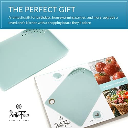 PortoFino Plastic Cutting Board, Kitchen Cutting Boards, Lightweight, Non Slip, Hanging hole with Draining Edge, Ideal RV Kitchen Accessories, Ideal Kitchen Gift, Dishwasher Safe