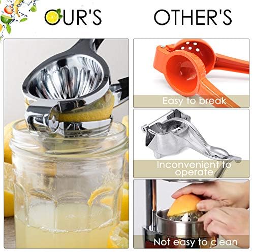 Lemon Squeezer, 304 Stainless Steel Citrus Juicer, Lemon Juicer with Lemon Zester, Juicer Hand Press for Orange Lemon, Lime Squeezer for Extracting the Most Juice Possible