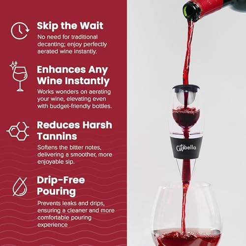 Vintner’s Friend Wine Aerator - Unique Aeration Design, Red Wine Aerator Pourer for Enhanced Flavor and Smoother Finish, Easy to Carry Valentines Day gift for Women, Friend, Wine Lover
