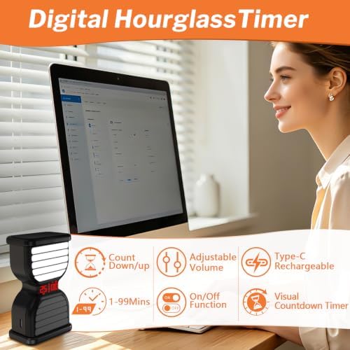 Visual Digital Hourglass Timer, Productivity Flip Timer