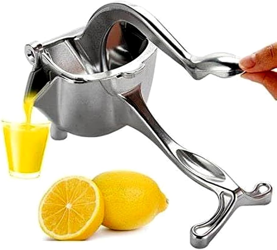 Detachable Fruit Juice Extractor, Upgrade Hand Juicer Squeezer Lemon Juicer Manual Hand Press with Ergonomic Grip, Easy Cleaning, Orange Citrus Lime Grapefruit Kitchen Tool (1,large,Silver,510g)