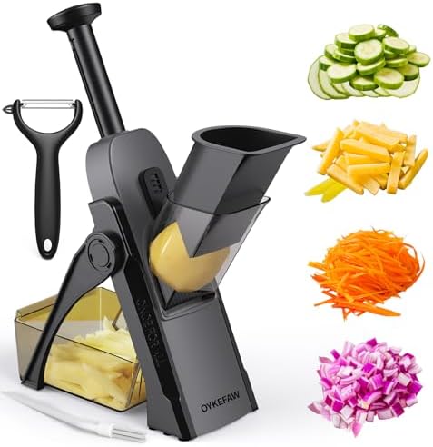Safe Mandoline Slicer for Kitchen, 5 in 1 Vegetable Food Chopper for Potato