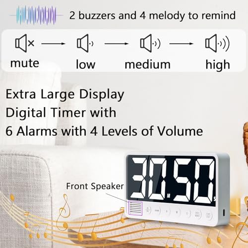 Digital Kitchen Timer - 7.1” Extra Large Display LED Countdown Timer