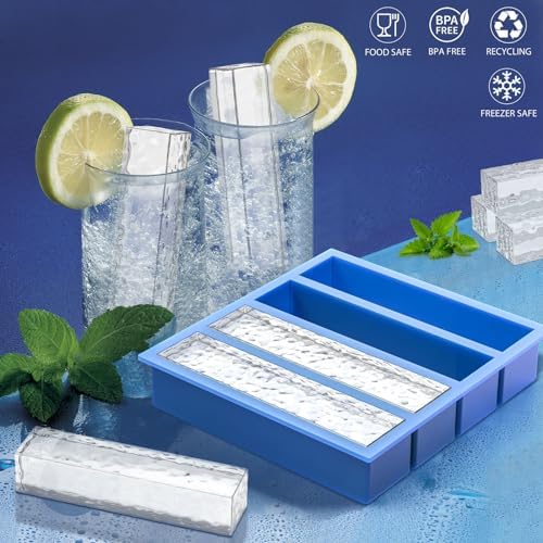 Silicone Ice Cube Trays with Easy Release Ice Cubes for Whiskey, Butter Mold, Set of 2 Blue