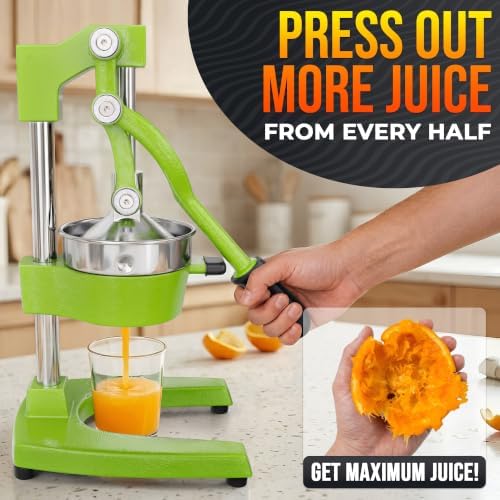 Cast Iron Juicer Hand Press, Heavy-Duty Squeezer (Green)
