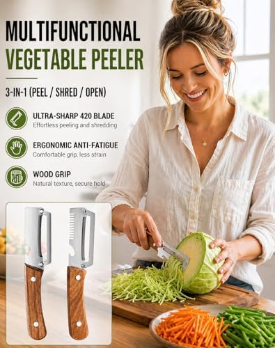 Precision Peeler Pro - Julienne Peeler Vegetable Peeler, Multifunctional Vegetable Peeler, 2.5mm Thickened Stainless Steel Peeler, Heavy Duty Julienne Peelers for Squash, Pineapple, Sugarcane (A+B)