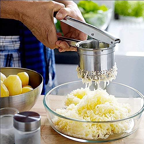 Stainless Steel Potato Masher & Ricer – Heavy-Duty Presser, Crusher & Squeezer – Ideal for Potatoes, Radishes, Vegetables – Ergonomic Handle, Easy to Clean Pack of 1