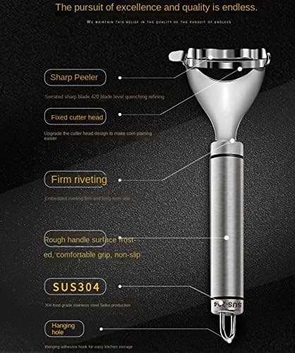2 Pcs Stainless Steel Corn Peeler,Corn on the Cob Remover Tool,Corn Stripper Corn Sheller Kitchen Tools with Ergonomic Handle, Silver, 6.5X18CM (A169)