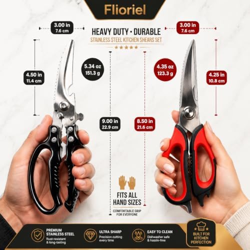 Kitchen Shears Heavy Duty Stainless Steel Cooking Scissors 2 Pack
