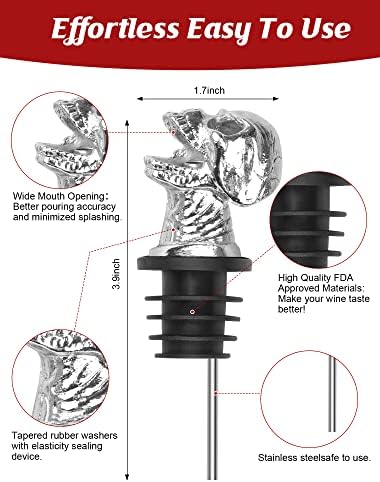 Skull Wine Aerator Pourer Spout, Olive Oil Liquor Bottle Decanter, Silver Plated Creative Gifts for Alcohol Spirits Whiskey Lover