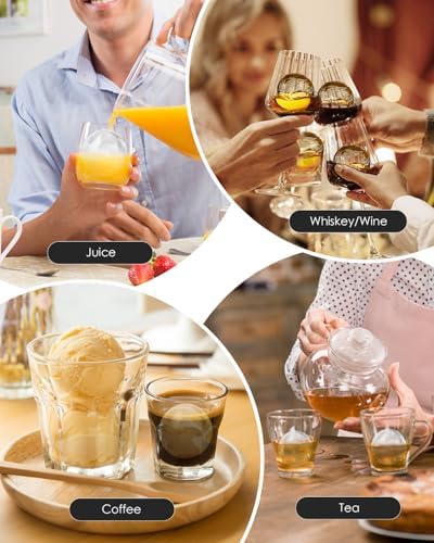 Large Ice Ball Molds for Whiskey & Cocktails with Funnel Lid - Big Sphere Ice Cube Trays for Drinks, Bourbon, and Wine, Silicone Round Ice Maker for Freezer (Set of 4) - Reusable Easy-Release Ice Tray