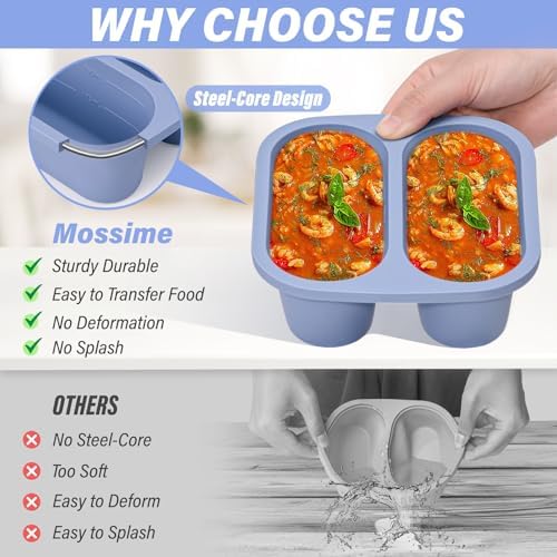 Mossime 1 Cup Silicone Soup Freezer Molds with Lids, Blue/Purple, 6-Pack