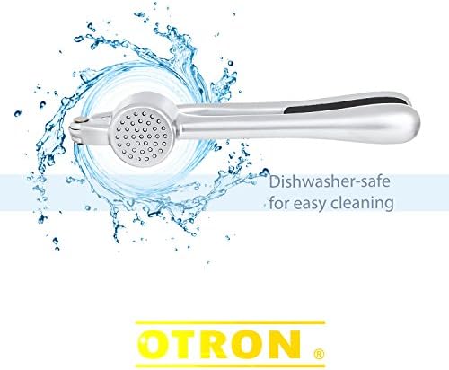 OTRON Premium Garlic Press, Stainless Steel, Garlic Mincer, Professional Heavy Duty, Soft-Handled, Crush Garlic Cloves, Ginger