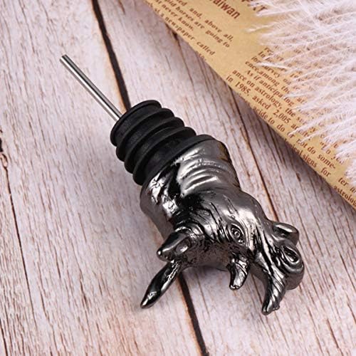 Cabilock Metal Wine Pourer Rhino Head Wine Aerator Pourer Wine Saver Pourer Lion Head Wine Bottle Pourer Metal Wine Bottle Stopper Champagne Vacuum Sealed Dust Caps Black