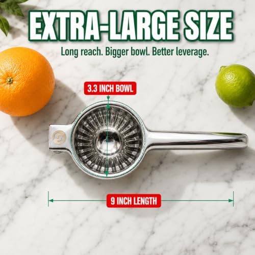 Handheld All-Metal Lemon Squeezer, Stainless Steel, XL
