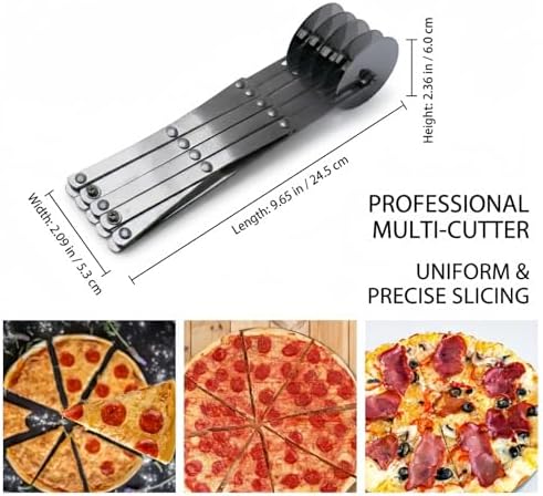 9.7 Inch Pastry Cutter, Multi Wheel Dough Cutter Pizza Wheel - Expandable Roller Cutter, Even Pasta Ravioli Brownie Slicer - Stainless Steel