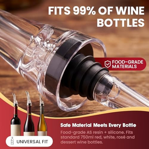 Wine Aerator Pourer Spout, 2 Pack, Drip-Free Pouring, Instant Aeration