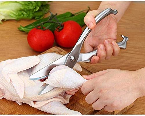 Poultry Shears, Heavy Duty Stainless Steel Kitchen Shears Premium Spring Loaded Food Scissors with Non-slip Handle and Safety Lock, for Cutting Bone, Chicken, Meat, Fish, Seafood, Vegetables