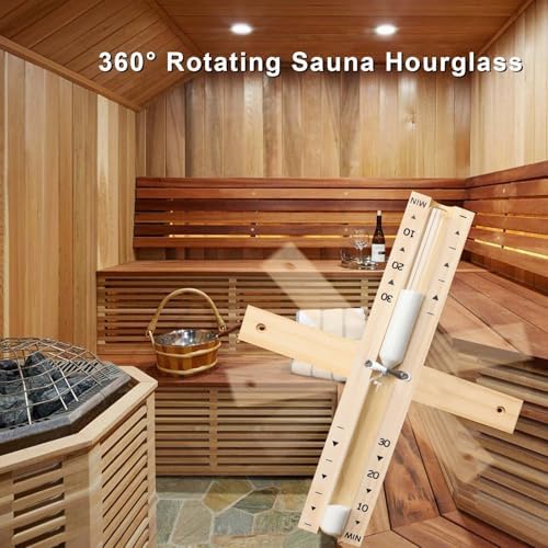 Sauna Sand Timer, Rotatable Wooden 30 Min Heat‑Resistant Hourglass Sand Clock for Sauna SPA, White