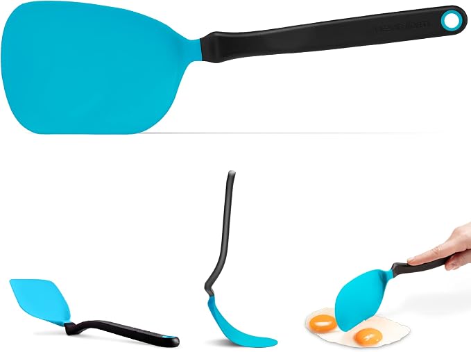 Dreamfarm Chopula Non-Stick-Safe Super-Flexible Sit-Up Spatula with Strong Flat Edge to Separate Food - 12" Dreamfarm Blue | Non-stick cookware safe, heat resistant, thin, flexible flipper, turner and food chopper with sit-up, no-mess handle, 12"