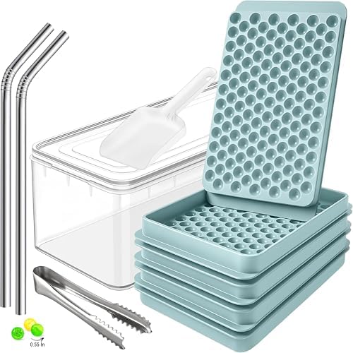 0.55in Pebble Ice Tray - Mini Ice Cube Tray for Freezer with Lid