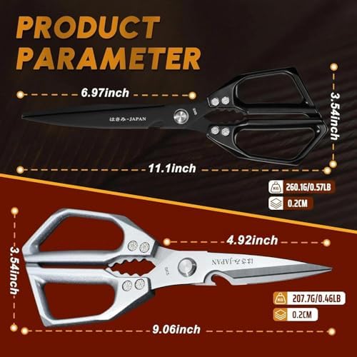 Huusk Kitchen Shears Set, Japanese Stainless Steel Scissors for Food