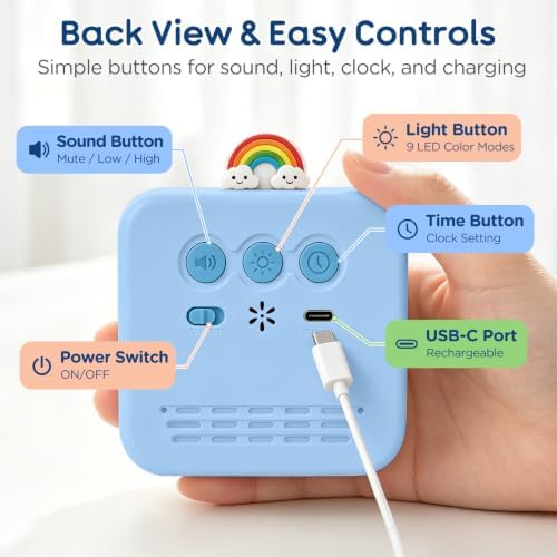 Digital Visual Timer for Kids, Rechargeable 99-Minute Countdown with 12-Star Rainbow LED Display, 9 Color Modes, Silent Mode & Pause, Timer for Classroom, Home & Kitchen