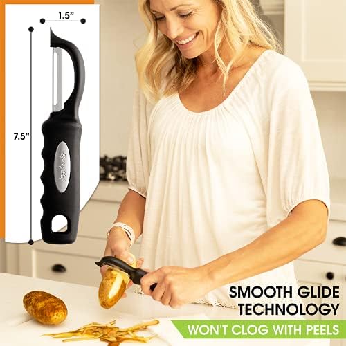 Spring Chef Premium Swivel Vegetable Peeler & Handheld Zester - 2 Product Bundle - Black