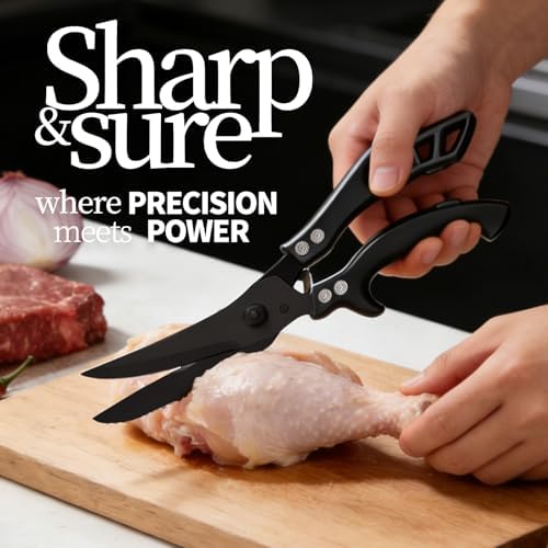 Kitchen Scissors for Food Seafood, BBQ Meat Scissor Heavy Duty, Heavy Duty Poultry Shears All Purpose Kitchen Shear for Food Japan, Cooking Scissors Cutting Bone Chicken Shears, Gift for Men Women