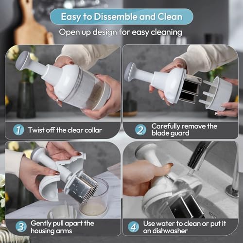 Food Chopper, Vegetable Chopper, Onion Chopper, Garlic Chopper Hand Chopper for Vegetables, Handheld Veggie Chopper, Nut Chopper, Chopper Vegetable Cutter, Dishwasher-safe (White)