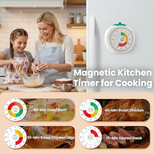 Magnetic Visual Timer, 60-Minute Countdown for Kitchen Classroom Homework