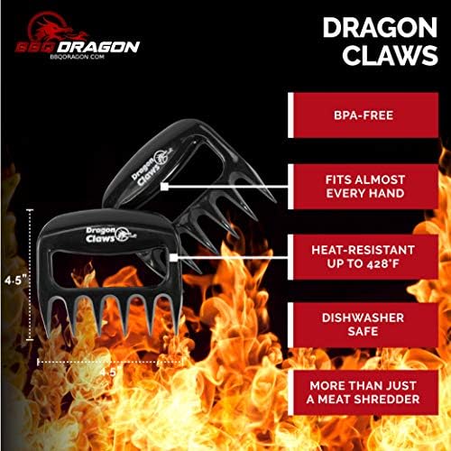 BBQ Dragon Heat Resistant Meat Shredder Claws – Bear Claw Design for Pulled Pork, Chicken, Beef – Grill & Smoker Accessories