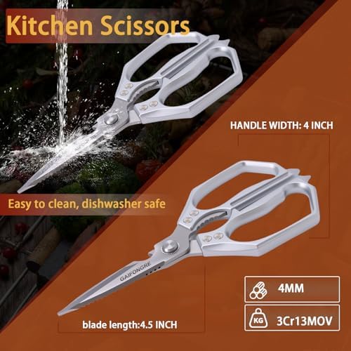 Professional Kitchen Scissors - Heavy Duty Stainless Steel Shears for Poultry, Meat, Fish | Dishwasher Safe, All-Metal Construction with Ergonomic Handle