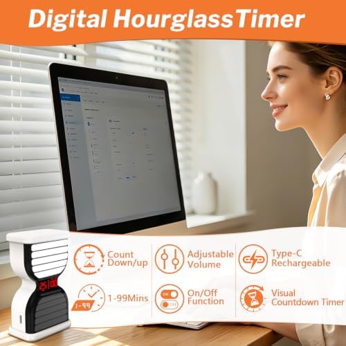Visual Digital Hourglass Timer, Productivity Flip Timer