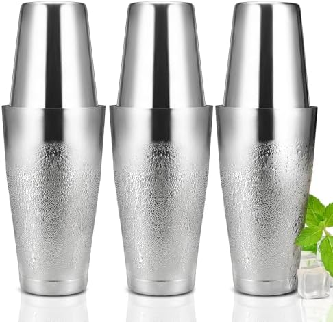 Bulk Cocktail Shakers Bartending - 6pc Boston Bar Shaker Tins Stainless Steel, Commercial 18oz 28oz Metal Shaking Tin Set, Professional Bartender Kit for Drinks, Bar Supplies - Silver